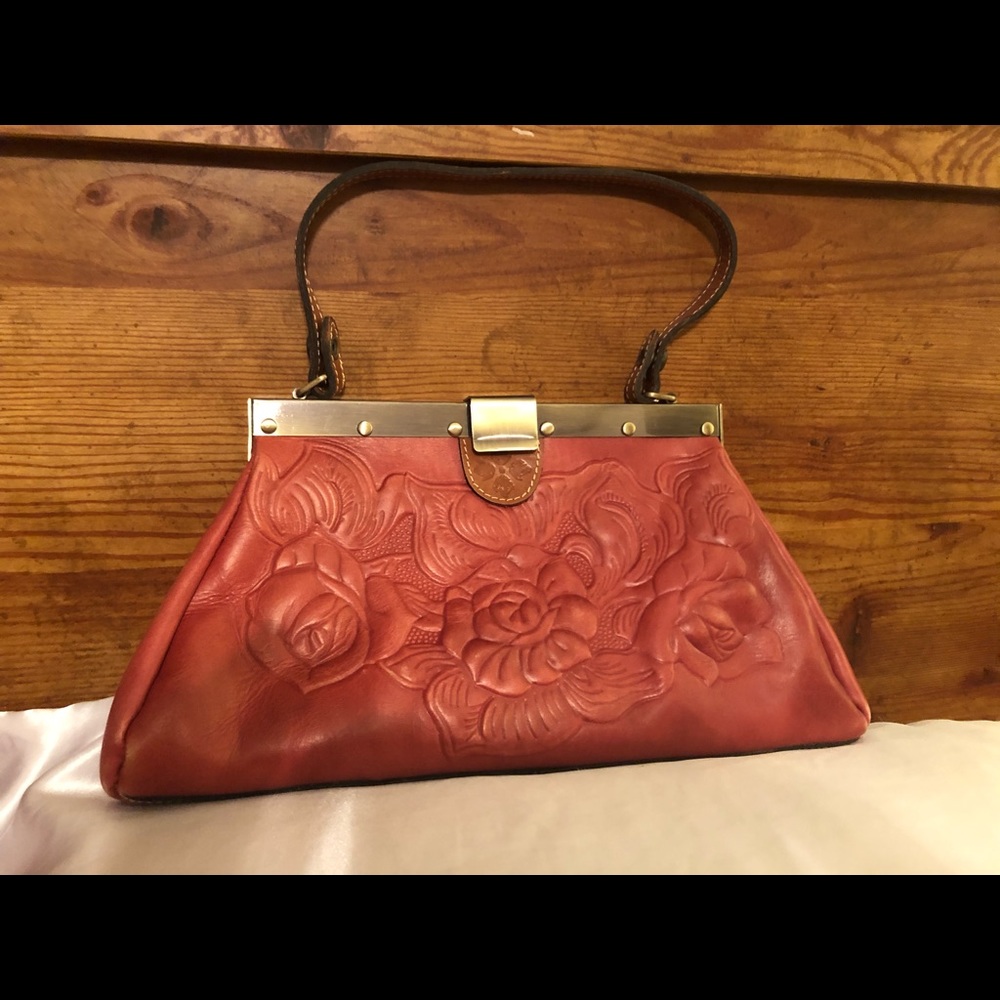 Patricia Nash Ferrera Tooled leather framed sachel